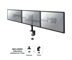 Laikiklis Neomounts by Newstar Select Tilt/Turn/Rotate Triple Desk Mount (spaustukas) trims 10-27" Monitorius ekranams, reguliuojamo aukščio - Juodas