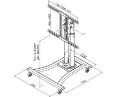 Laikiklis Neomounts „NewStar“ mobilus plokščio ekrano stovas – (aukštis: 80–120 cm), 27–70 colių, c:Sidabrinis