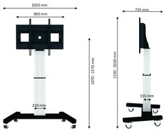 Laikiklis „Neomounts NEWSTAR“ motorizuotas mobilus grindų stovas - VESA 200X200 iki 800X600 42-100" Sidabrinis