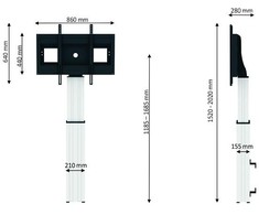 Laikiklis Neomounts Newstar PLASMA-W2500 2,54 m (100") Grindų stovas su fiksuota plokštuma Sidabras