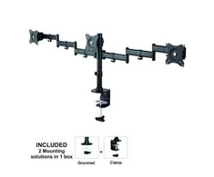 Laikiklis Neomounts by Newstar Select Tilt/Turn/Rotate Triple Desk Mount (spaustukas) trims 10-27" Monitorius ekranams, reguliuojamo aukščio - Juodas
