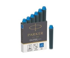 Rašalo kapsulės Parker, trumpos, mėlynos (6 vnt.)