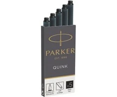 Rašalo kapsulės Parker, ilgos, juodos (5 vnt.)