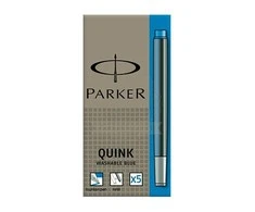 Rašalo kapsulės Parker Quink, ilgos, 5vnt, šviesiai mėlynos spalvos