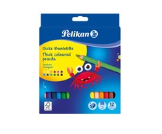 Pelikan Spalvoti trikampiai pieštukai ir drožtukas, 12vnt.