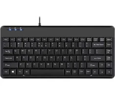 Klaviatūra Perixx PERIBOARD-409 H, US, Mini USB-klaviatūra, 2 Hubs, juoda (US-išdėstymas)
