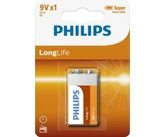 PHILIPS 6F22L1B/10 Baterija PHILIPS LONGLIFE 9V 6F22 (BLISTER OF 1)