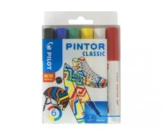 Pilot Pen Permanentinis žymeklis Pultas PINTOR CLASSIC 1.0mm, apvali galvutė, 6 spalvų komplektas