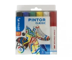 Pilot Pen Permanentinis žymeklis Pultas PINTOR CLASSIC 1.4mm, apvali galvutė, 6 spalvų komplektas