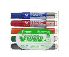 Pilot Pen Žymeklių baltai lentai rinkinys Pilot V Board Master, apvaliu galiuku, 5 spalvos