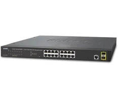 Šakotuvas Planet GS-4210-16T2 jungiklis, L2/L4, 16x 1000Base-T, 2x SFP, Web/SNMPv3, VLAN, QoS, IPv6, be ventiliatoriaus