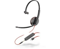 „Poly Plantronics Blackwire 3215“ ausinės, monofoninė, USB-C ir 3,5 mm lizdas, optimizuotas vieningas ryšys