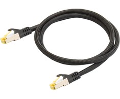 PYTHON Series RJ45 Patchkabel mit Cat. 7 Rohkabel - Rastnasenschutz (RNS) und Nylongeflecht - S/FTP - PiMF - halogenfrei - 500MHz - OFC - juodas - 2m - 2 m