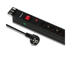 QOLTEC 53993 Apsauga nuo viršįtampių CB Qoltec skirta RACK 19 16A 1U PDU 6xSCHUKO 2m