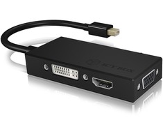 Adapteris ICY BOX mini DisplayPort > DVI/HDMI/VGA 4K 60Hz juodas