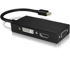 Adapteris ICY BOX mini DisplayPort > DVI/HDMI/VGA 4K 60Hz juodas