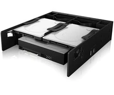 Icy Box IB-5251 Tvirtinimo rėmas 2x2,5" + 1x3,5" HDD/SSD diskams 1x5,25" nišoje, su priekiniu skydeliu, juodas