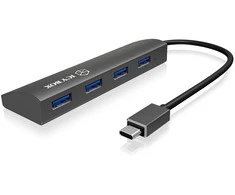 Icy Box Ledo dėžutė IB-AC6405-C 4 prievadų USB 3.0 tipo -C šakotuvas, Aliuminio (1 x tipas -C iki 4 x tipas-A) Raidsonic 4 prievadų USB 3.0 tipo -C šakotuvas, Aliuminio (1 x tipas -C iki 4 x tipas- A )