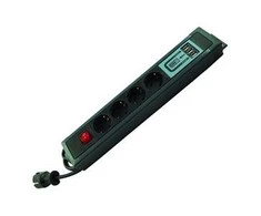 REV Multiple Socket Outlet juodas 4 kartus + KS USB SupraLine jungiklis
