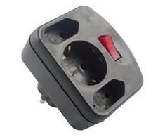 REV 3 kartų adapteris w. jungiklis juodas