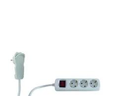 REV Multiple Socket Outlet 2m 3 kartus Plokščias kištukas w. jungiklis baltas