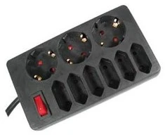 REV Lizdų linija 9 kartų 1,4 m w. jungiklis juodas