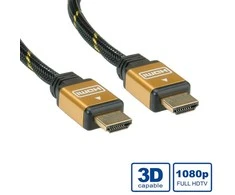 ROLINE GOLD HDMI didelės spartos kabelis + Ethernet, M/M 5 m, 5 m, HDMI A tipo (standartinis), HDMI A tipo (standartinis), Juoda, Auksinė