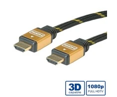 ROLINE GOLD HDMI didelės spartos kabelis + Ethernet, M/M 5 m, 5 m, HDMI A tipo (standartinis), HDMI A tipo (standartinis), Juoda, Auksinė