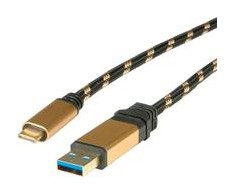 USB kabelis Roline USB-A - USB-C 0,5 m juodas (11.02.9012)