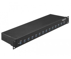 HUB USB 3.1 DELOCK 13-PORT AKTYWNY pramoninis 19" JUODA