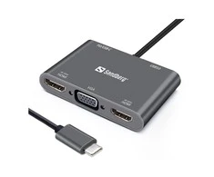 Sandberg USB-C dokas 2xHDMI+1xVGA+USB+PD