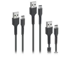 Rinkinys 3 kabli USB - USB-C SBS juoda