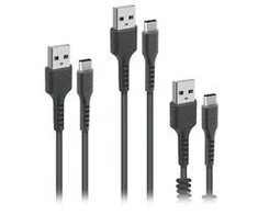 Rinkinys 3 kabli USB - USB-C SBS juoda
