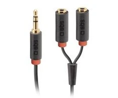 Kabelis Audio SBS Jack 3,5 - 2xJack 3,5 (żeńskie) 20 cm Juodas