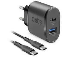 Įkroviklis SBS Mobile 1x USB-A 1x USB-C 3 A (TEKITTRPDCK)