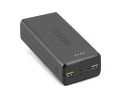 Fast charge power bank: 20,000 mAh, 2 USBs juodos spalvos