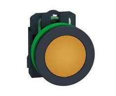 Schneider Electric Harmony XB5 plokščias plastikinis mygtukas. oranžinis fi30 sklandus objektyvas integruotas LED 110...120 V AC XB5FVG5