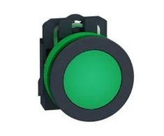 Schneider Electric Harmony XB5 plokščias plastikinis mygtukas. žalias fi30 sklandus objektyvas integruotas LED 230…240 V AC XB5FVM3