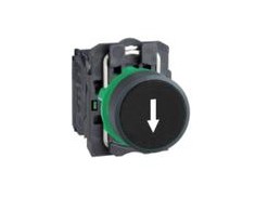 Schneider Electric Schneider Pilnai juodai uždengtas mygtukas, skersmuo 22, su savimi. grąžinti - ,rodyklė žemyn, - 1 NO XB5AA3351