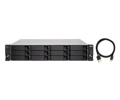 Serveris QNAP TL-R1200C-RP saugojimo diskų korpusas 2.5/3.5" HDD / SSD aptvaras Juoda, Pilka