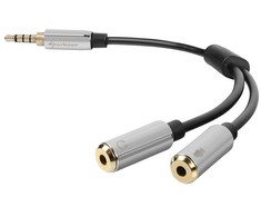 Adapteris AV Sharkoon Jack 3,5 mm – Jack 3,5 mm x2 pilka (4044951019632)