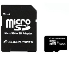 Silicon Power | 16 GB | Micro SDHC | Flash atminties klasė 10 | SD adapter