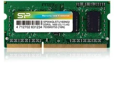 Nešiojamo kompiuterio atmintis Silicon Power DDR3 4GB 1600MHz CL11 SO-DIMM 1.35V žemos įtampos atmintis
