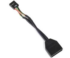 SilverStone sistemos laidas Vidinis 19 kontaktų USB 3.0 į USB 2.0 adapterio laidas 8 kontaktų, 19 kontaktų, 0,1 m, Juodas