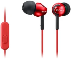 Į ausis įdedamos ausinės Sony MDR-EX110AP su mikrofonu, Raudonos