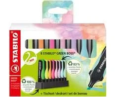 STABILO Žalias BOSS, 8 vnt., Įvairių spalvų, Kūginis galiukas, Įvairių spalvų, Plastikas, 2 mm