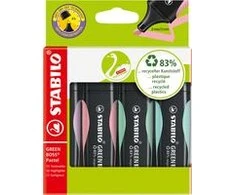 STABILO žymekliai „Žalias Boss Pastel“, 4 spalvų rinkinys, 2-5 mm