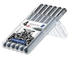 Braižiklis Staedtler PigmentLiner, rinkinyje 6 skirtingi pločiai