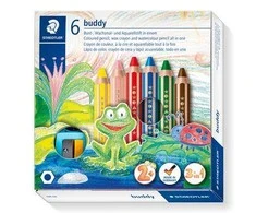 Spalvoti pieštukai STAEDTLER Buddy 3in1, 6 spalvų