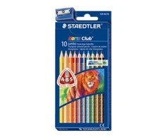 Dideli tribriauniai spalvoti pieštukai STAEDTLER NORIS CLUB 128, 10 spalvų